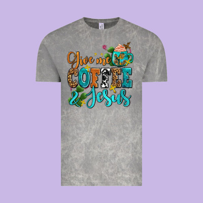 Gıve Me Coffee And Jesus Vintage Tee Designed By Adodesignshop