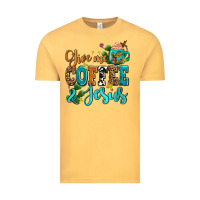 Vintage Mustard gıve me coffee and jesus Vintage Tee - AdoDesignShop
