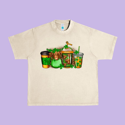 Longhaired Cow St Patricks Coffee Urban Heavy Tee Designed By Jasminsmagicworld