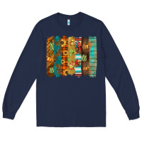 Navy thanksgiving brushstroke Long Sleeve Tee - BarkalooDesign