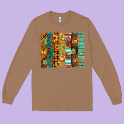 Thanksgiving Brushstroke Long Sleeve Tee Designed By Barkaloodesign