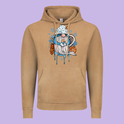 Winter Gnome Coffee Vintage Hoodie Designed By Jahusdesignshop