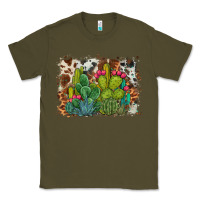 Army Green watercolor cactus western background Classic Tee - BarkalooDesign
