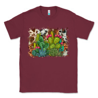 Burgundy watercolor cactus western background Classic Tee - BarkalooDesign