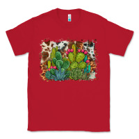 Red watercolor cactus western background Classic Tee - BarkalooDesign
