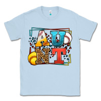 Dusty Blue Baseball and Softball aunt leopard frame Classic Tee - LillyAllenDesigns