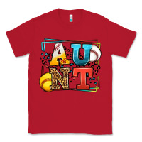 Red Baseball and Softball aunt leopard frame Classic Tee - LillyAllenDesigns