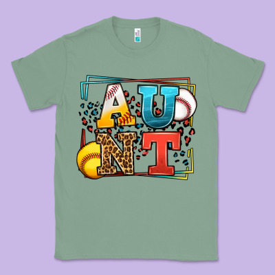 Baseball And Softball Aunt Leopard Frame Classic Tee Designed By Lillyallendesigns