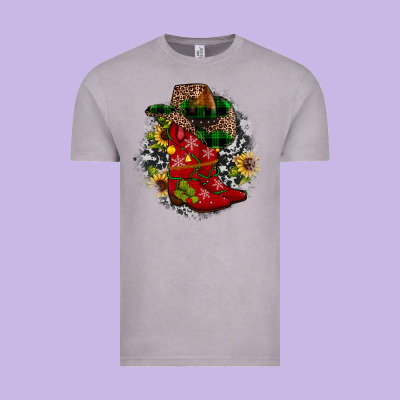Christmas Cowboy Boots Vintage Tee Designed By Jahusdesignshop