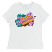 White Hello Kindergarten Ladies Tee - RanaPortraitStore