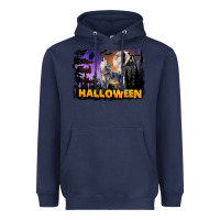 Navy Halloween Wolf Heavyweight Hoodie - LillyAllenDesigns