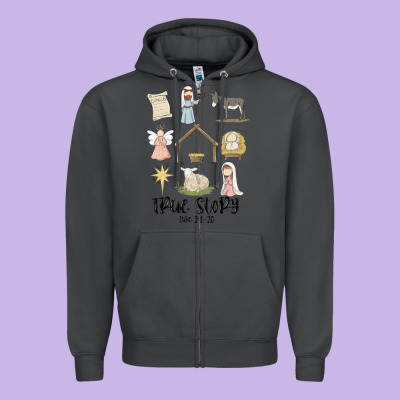 True Story Zipper Hoodie Designed By Maliassmallbusiness