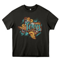 Asphalt leopard cowhide sunflower texas map Heavy Core Tee - Artiststas