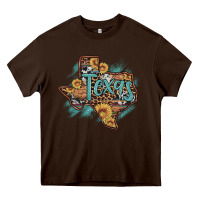 Chocolate Brown leopard cowhide sunflower texas map Heavy Core Tee - Artiststas