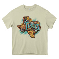 Mossy leopard cowhide sunflower texas map Heavy Core Tee - Artiststas