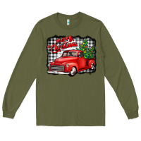 Army Green merry christmas red truck christmas trees Long Sleeve Tee - Jasminsmagicworld