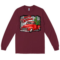 Burgundy merry christmas red truck christmas trees Long Sleeve Tee - Jasminsmagicworld