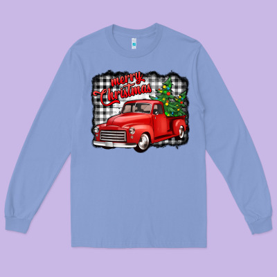 Merry Christmas Red Truck Christmas Trees Long Sleeve Tee Designed By Jasminsmagicworld