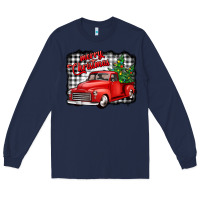 Navy merry christmas red truck christmas trees Long Sleeve Tee - Jasminsmagicworld