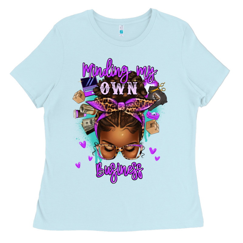 Minding My Own Business Afro Messy Bun Ladies Tee by texasbilliewilder | Teevron