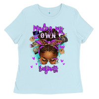 Baby Blue minding my own business afro messy bun Ladies Tee - texasbilliewilder