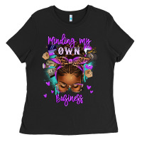 Black minding my own business afro messy bun Ladies Tee - texasbilliewilder