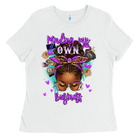White minding my own business afro messy bun Ladies Tee - texasbilliewilder