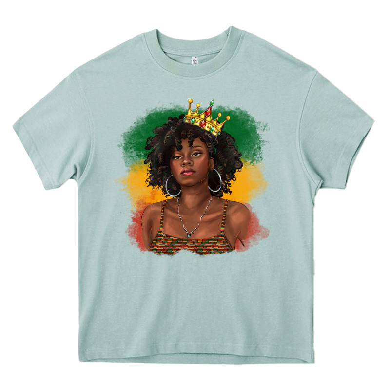 Black Queen With Juneteenth Flag Heavy Core Tee by texasbilliewilder | Teevron