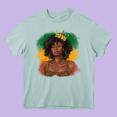 Black Queen With Juneteenth Flag Heavy Core Tee Designed By Texasbilliewilder