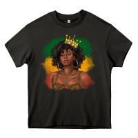 Asphalt black queen with juneteenth flag Heavy Core Tee - texasbilliewilder