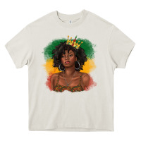 Cream black queen with juneteenth flag Heavy Core Tee - texasbilliewilder