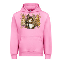 Fuchsia Pink snowman with christmas trees 11inches Urban Hoodie - CowGirlArtShop
