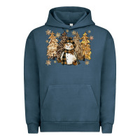 Pigment Midnight Navy snowman with christmas trees 11inches Urban Hoodie - CowGirlArtShop