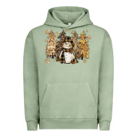 Pigment Oil Green snowman with christmas trees 11inches Urban Hoodie - CowGirlArtShop