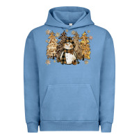 Pigment Pebble Blue snowman with christmas trees 11inches Urban Hoodie - CowGirlArtShop