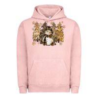 Pigment Salmon snowman with christmas trees 11inches Urban Hoodie - CowGirlArtShop