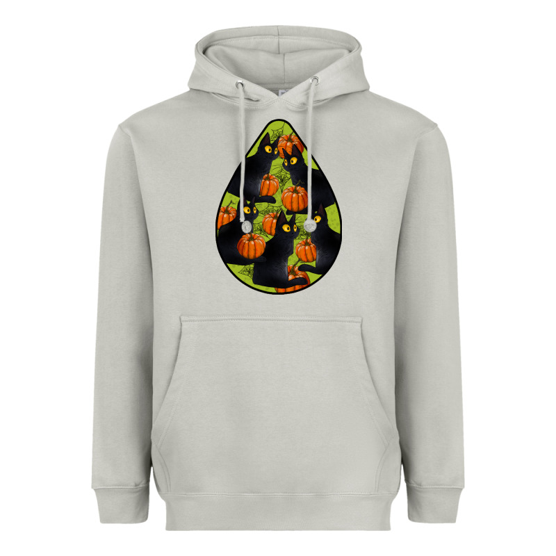 Black Cat Halloween Teardrop Heavyweight Hoodie by LillyAllenDesigns | Teevron