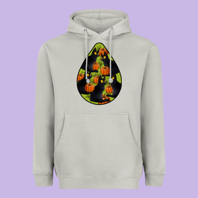 Black Cat Halloween Teardrop Heavyweight Hoodie Designed By Lillyallendesigns