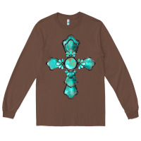 Chestnut western turquoise gemstone cross Long Sleeve Tee - BarkalooDesign