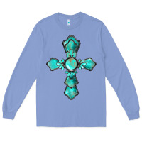 Western Turquoise Gemstone Cross Long Sleeve Tee | Teevron