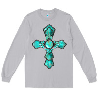 Moon Dust western turquoise gemstone cross Long Sleeve Tee - BarkalooDesign
