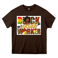 Chocolate Brown black social worker Heavy Core Tee - texasbilliewilder