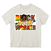 Cream black social worker Heavy Core Tee - texasbilliewilder
