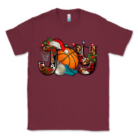 Burgundy joy with basketball and santa's hat Classic Tee - AdoDesignShop