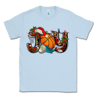 Dusty Blue joy with basketball and santa's hat Classic Tee - AdoDesignShop