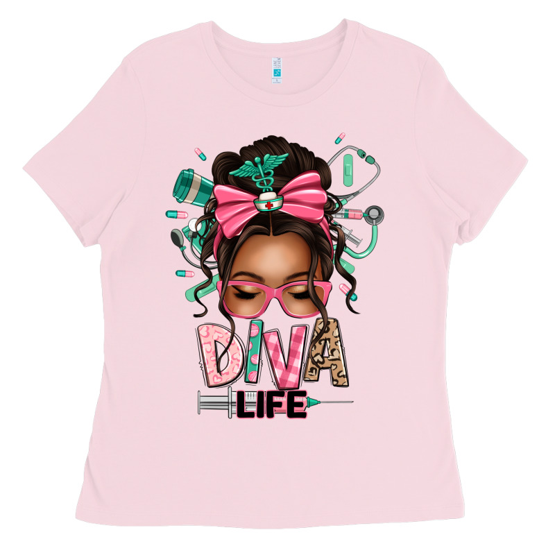 Afro Messy Bun Diva Life Ladies Tee by texasbilliewilder | Teevron