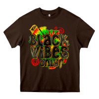 Chocolate Brown black vibes only Heavy Core Tee - texasbilliewilder