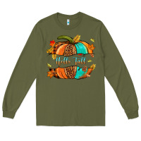 Army Green pumpkin hello fall Long Sleeve Tee - NancyCooperArtShop