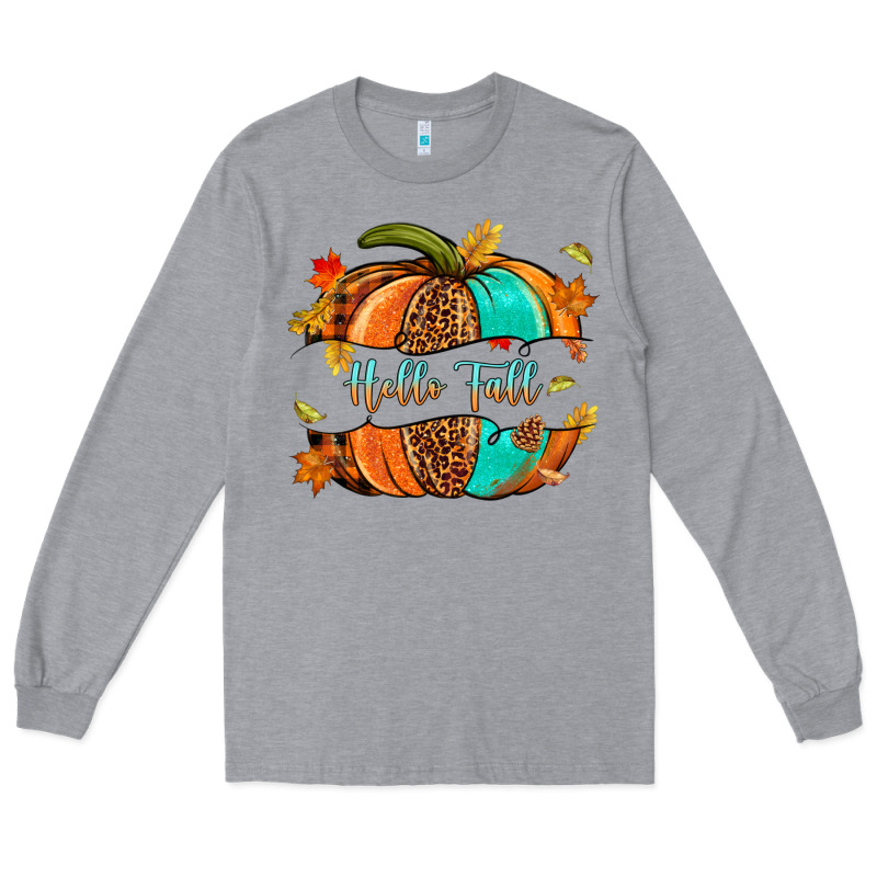 Pumpkin Hello Fall Long Sleeve Tee by NancyCooperArtShop | Teevron