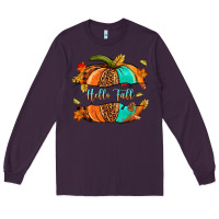 Plum pumpkin hello fall Long Sleeve Tee - NancyCooperArtShop